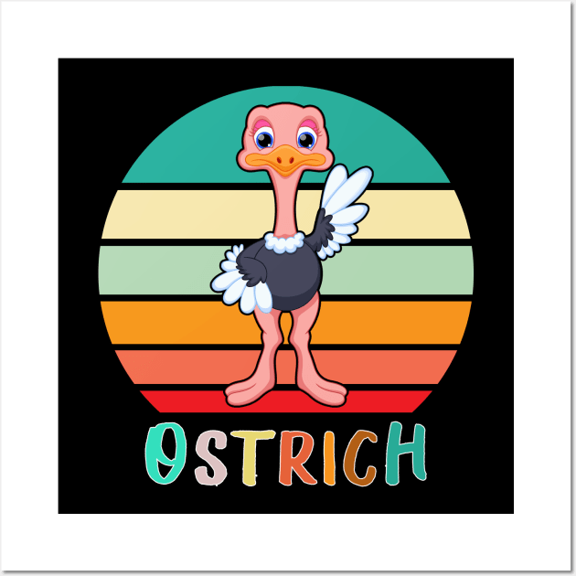 Vintage Retro Ostrich Wall Art by adrinalanmaji